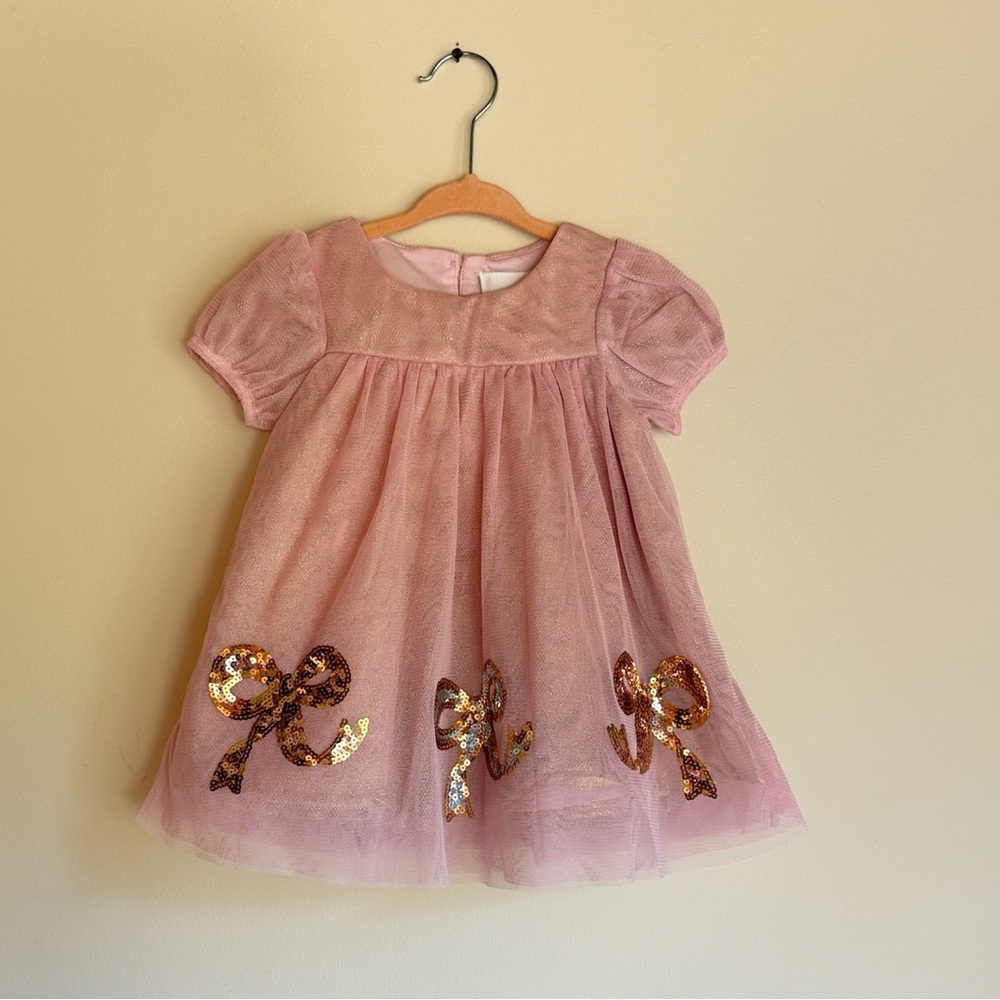 RARE EDITION Pink Dress with Gold Sequin Bows
